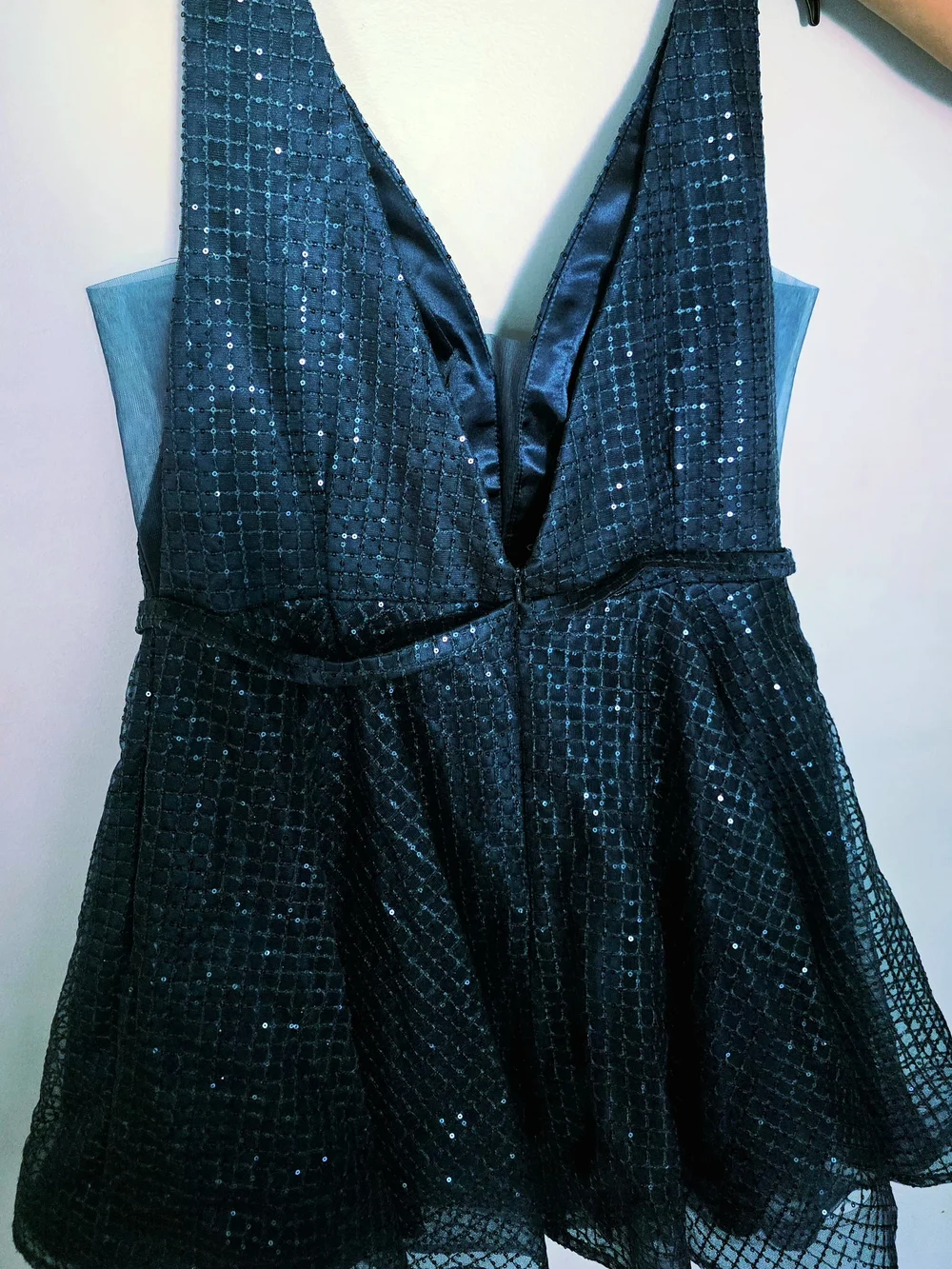Clarisse Sparkle Fit-and-Flare Dress in Navy